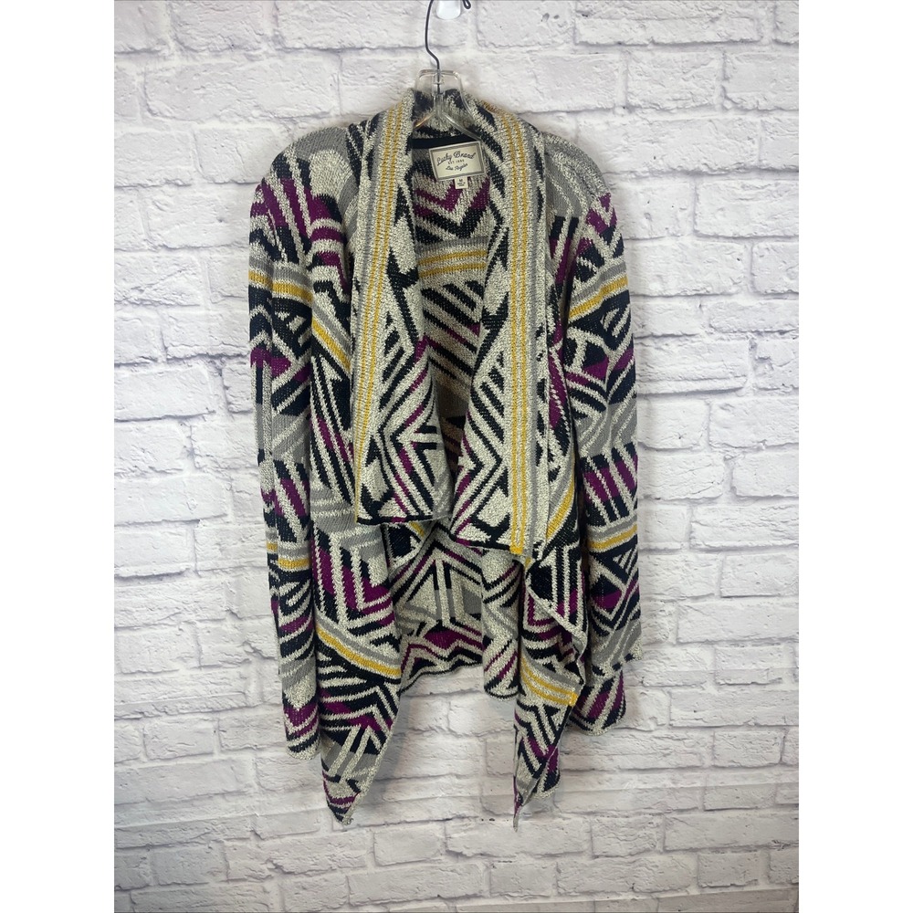 Lucky Brand Indie Boho Southwestern Open Front Cardigan Size M Earthy